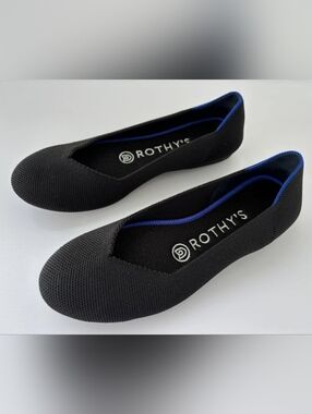 Rothy's The Flat Round Toe Ballet Women’s Shoes Black Size Us 9